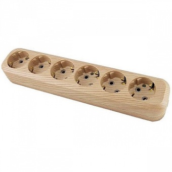 Колодка розеточная ЭКО 6-местный, с заземлением, сосна, SQ1806-0057 SQ1806-0057 TDM